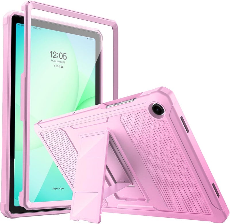 MoKo Case Fit Galaxy Tab A11+ Plus/A9+ 11-Inch 2025/2023, Shockproof Full Body Rugged Stand Back Cover with Built-in Screen Protector for Galaxy Tab A11+/A9 Plus Tablet, Flowers Pink - Image 1